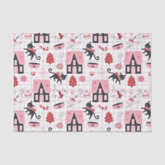 Papel De Seda Padrão de Gato Gatinho de Natal Bonito