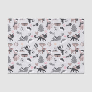 Papel De Seda Padrão de Gato Gatinho de Natal Bonito