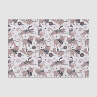 Papel De Seda Padrão de Gato Gatinho de Natal Bonito