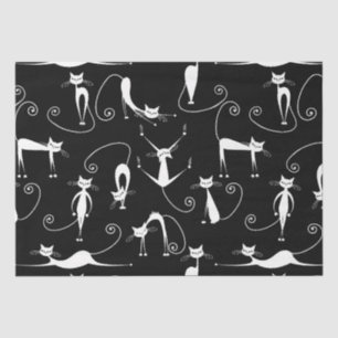 Papel De Seda Padrão de Gatos Brancos Esbranquiçados