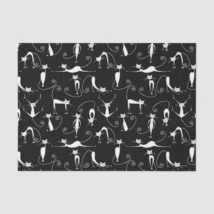 Papel De Seda Padrão de Gatos Brancos Esbranquiçados