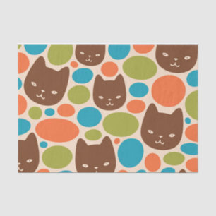 Papel De Seda Padrão de Gatos de bolinhas