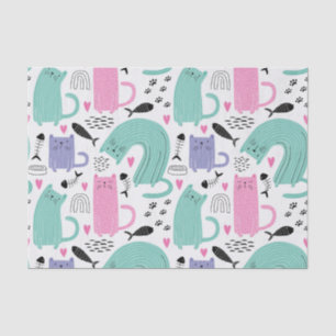 Papel De Seda Padrão de Gatos Frescos