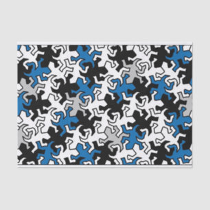 Papel De Seda Padrão de Geckos Mosaicos - cinzas brancas e preta