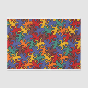 Papel De Seda Padrão de Geckos Mosaicos - Cor da Terra