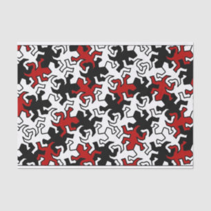 Papel De Seda Padrão de Geckos Mosaicos - preto vermelho