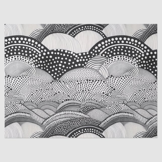 Papel De Seda Padrão de Geometria Abstrata Monocromática Contemp (Frente )