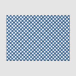 Papel De Seda Padrão de Gingham Azul Chic Country