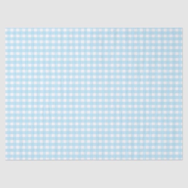 Papel De Seda Padrão de Gingham Azul Pastel (Frente )