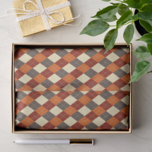 Papel De Seda Padrão de Gingham de outono