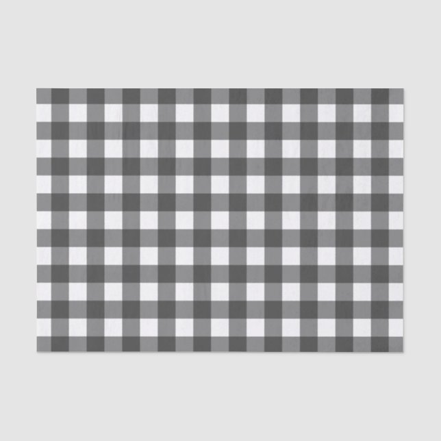 Papel De Seda Padrão de Gingham Impressão de Vichy Preto e Branc (Frente )