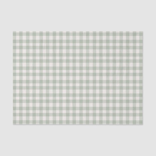 Papel De Seda Padrão de gingham verde pastel (Frente )
