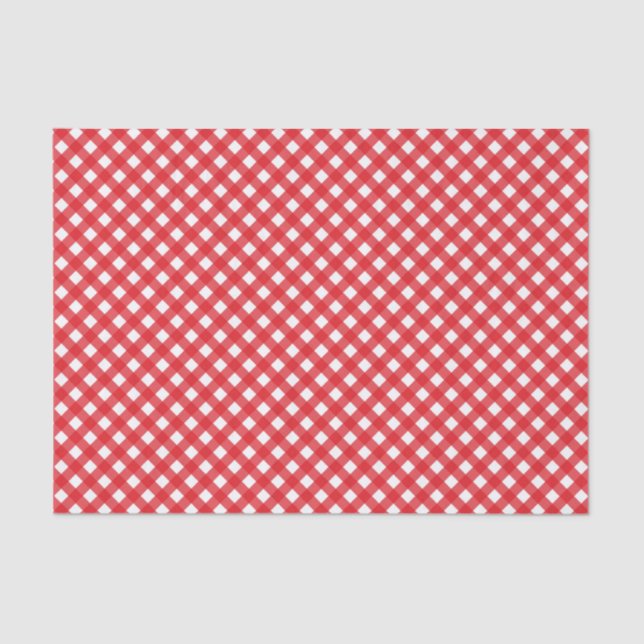 Papel De Seda Padrão de Gingham Vermelho Picnic Chic Country (Frente )