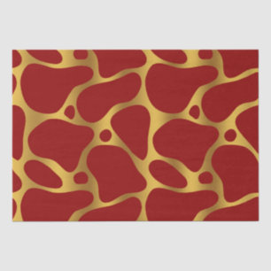 Papel De Seda Padrão de Girafa Dourada e Vermelha
