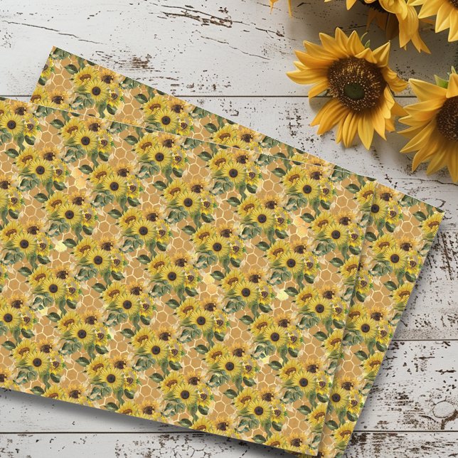 Papel De Seda Padrão de Girassol Abelha Melífera (Criador carregado)