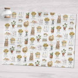 Papel De Seda Padrão de Girassol Aquarela Essencial para Jardina