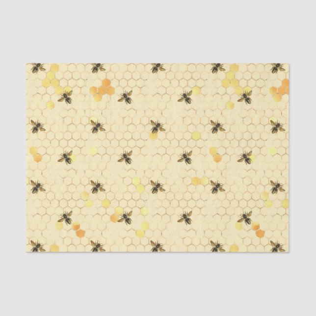 Papel De Seda Padrão de girassol de abelha em favo Mel (Frente )