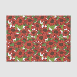 Papel De Seda Padrão de girassol vermelho