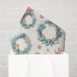 Papel De Seda Padrão de Grinalda de Natal Marítima Vintage