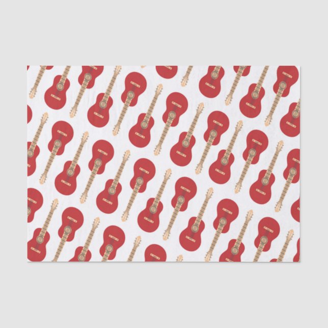 Papel De Seda Padrão de Guitarra Vermelha (Frente )