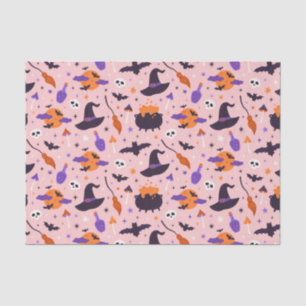 Papel De Seda Padrão de Halloween Púrpura e rosa-claro