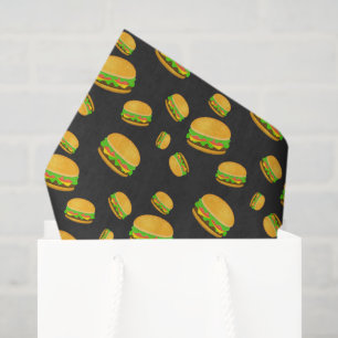 Papel De Seda Padrão de hambúrguer delicioso e divertido cinza e