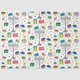 Papel De Seda Padrão de Hanukkah Branco