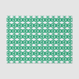 Papel De Seda Padrão de Hexágono Branco Verde Trevo
