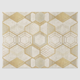 Papel De Seda Padrão de Hexágono de Ouro Luxuoso - Textura de Má