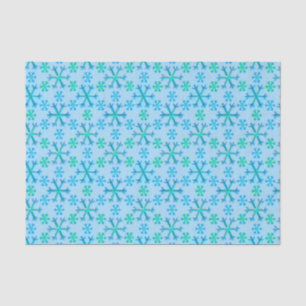 Papel De Seda Padrão de Hexágono do Floco de Neve Azul e Branco
