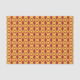 Papel De Seda Padrão de Hexágono em Ouro Garnet Corações