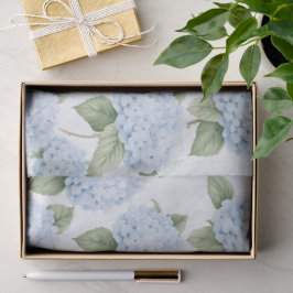 Papel De Seda Padrão de Hortênsia Azul Floral Botânico Aquarela