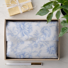 Papel De Seda Padrão de Hortênsia Azul Floral Botânico Aquarela