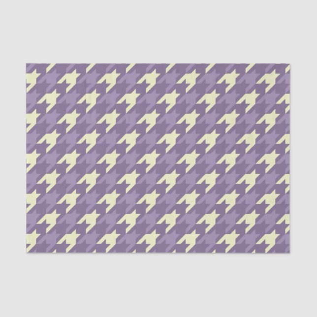 Papel De Seda Padrão de houndstooth em roxo e creme (Frente )