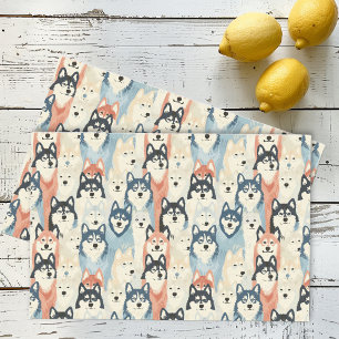 Papel De Seda Padrão de Husky de cachorro