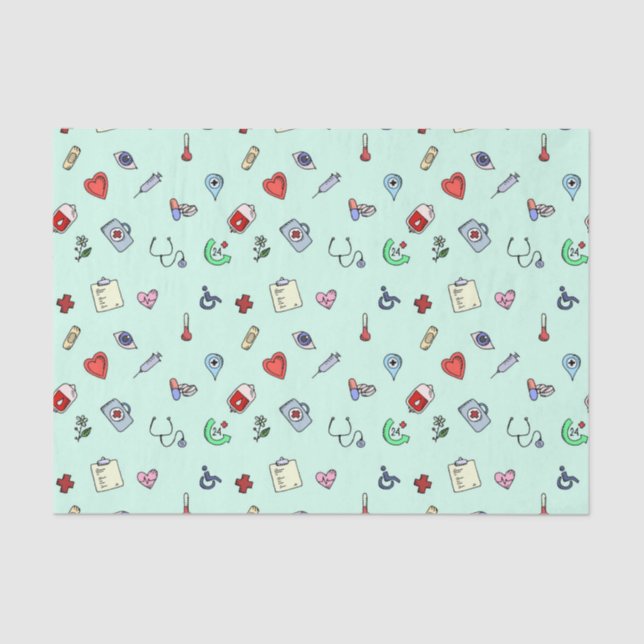 Papel De Seda Padrão de Ícone Médico Bonito (Frente )