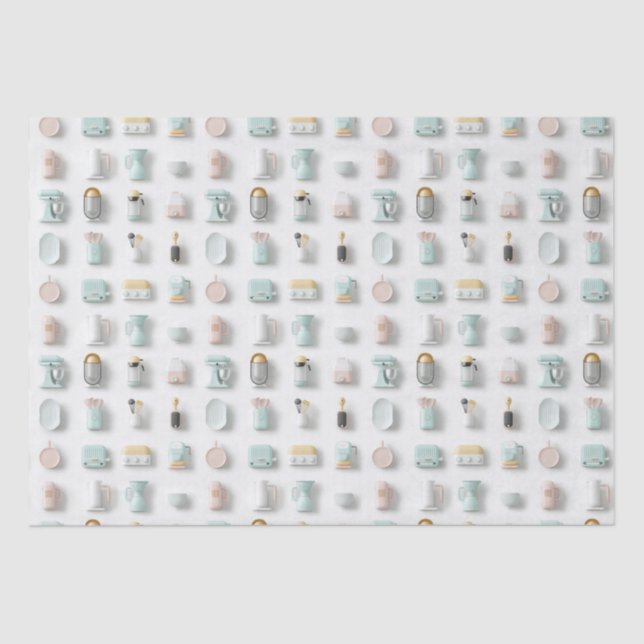 Papel De Seda Padrão de ícones de gadget de cozinha (Frente )