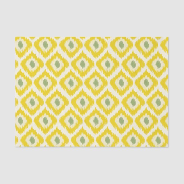 Papel De Seda Padrão de Ikat de Diamante Amarelo (Frente )