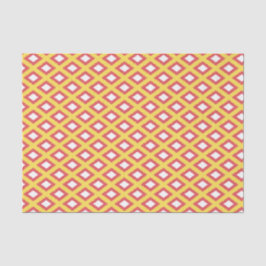 Papel De Seda Padrão de Ikat de Diamante Amarelo e Tribal Vermel