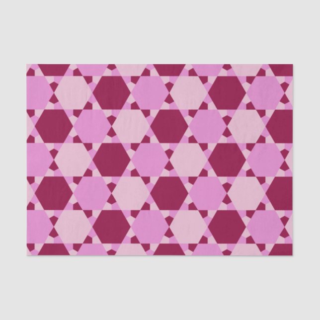 Papel De Seda Padrão de Ilusão Óptica de Triângulo Rosa Girly (Frente )