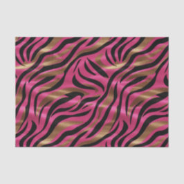 Papel De Seda Padrão de Impressão Animal Dourado de Zebra Rosa P