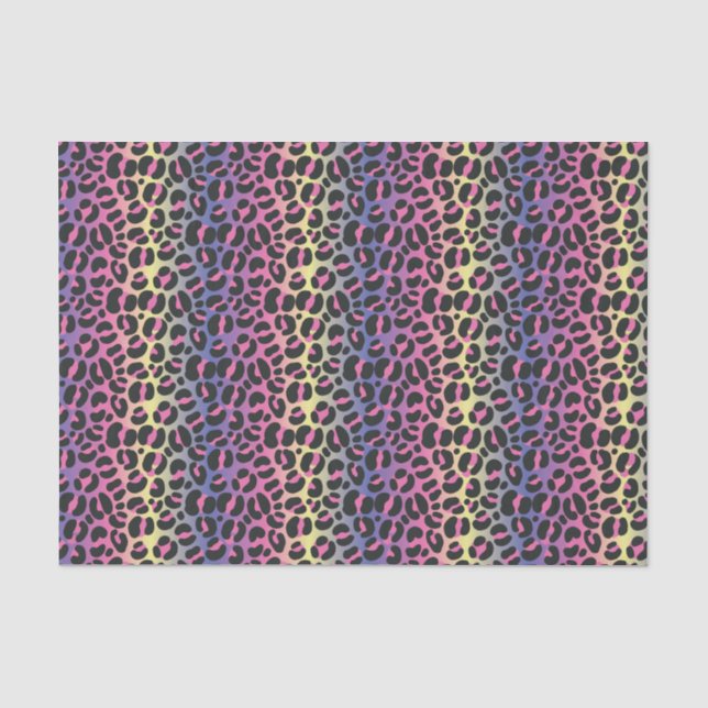 Papel De Seda Padrão de Impressão Animal Leopardo Arco-Íris (Frente )