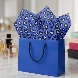 Papel De Seda Padrão de Impressão Chic de Leopardo Azul de Anima