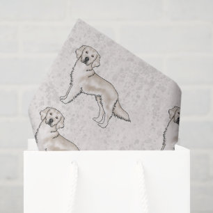 Papel De Seda Padrão de Impressão de Cachorro Retriever de Creme