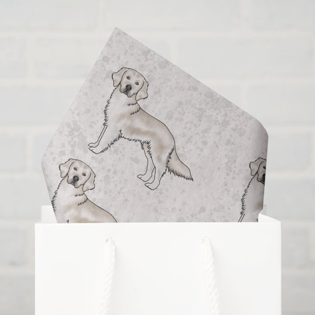 Papel De Seda Padrão de Impressão de Cachorro Retriever de Creme (Sacola de presentes)