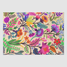 Papel De Seda Padrão de Impressão de Ilustração Floral Colorida