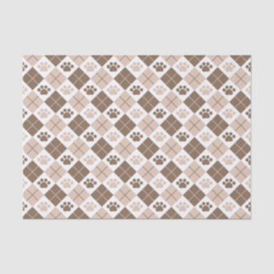 Papel De Seda Padrão de Impressão de Paw Brown e Tan Argyle