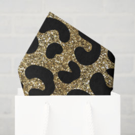 Papel De Seda Padrão de Impressão Dourado de Leopardo  com Brilh