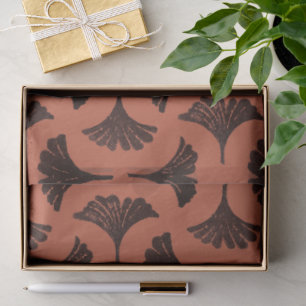 Papel De Seda Padrão de impressão em bloco de gingko - laranja c