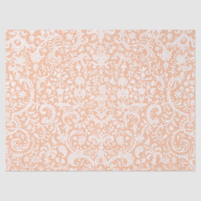 Papel De Seda Padrão de Impressão francês de renda branca antiga (Frente )